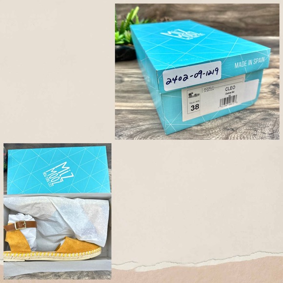 NIB Miz Mooz Cleo 38 7.5-8 Orchre Suede Ankle Strap Closed Toe Espadrille Sandal - Picture 12 of 12
